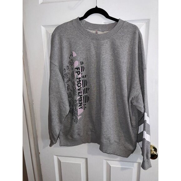 NWOT Free People Movement All Star Logo Oversized Crewneck Pullover Sweatshirt S - Picture 2 of 12